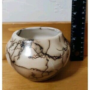 Native American Horse Hair Pottery Vessel Small Navajo 3" Vase Read!